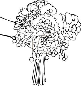 281x300 Black And White Cartoon Of A Bridal Bouquet