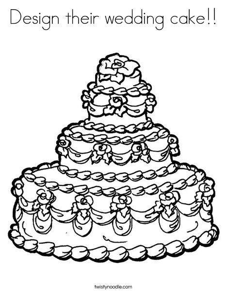 468x605 Design Their Wedding Cake Coloring Page