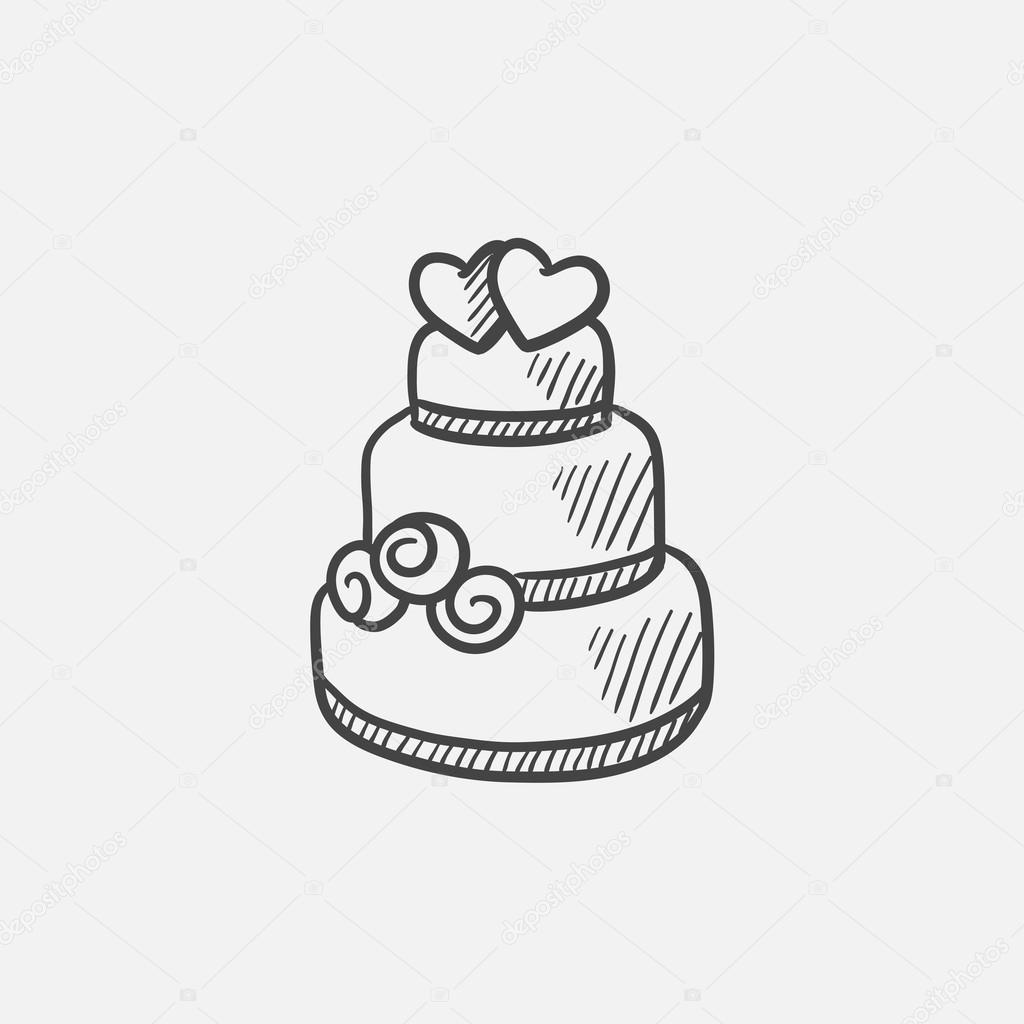 1024x1024 Wedding Cake Sketch Icon. Stock Vector Rastudio
