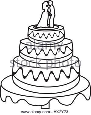 300x381 Wedding Cake Couple Dessert Sketch Stock Vector Art Amp Illustration