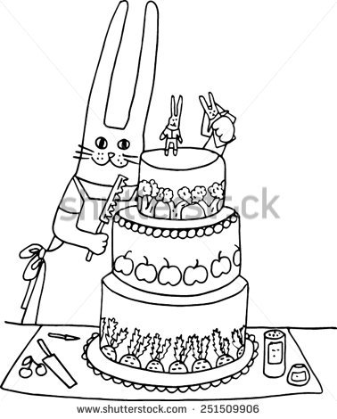 378x470 Drawn Wedding Cake Black And White