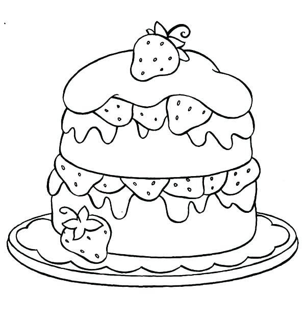 600x627 Cake Pictures To Color Happy Birthday Cake Coloring Pages
