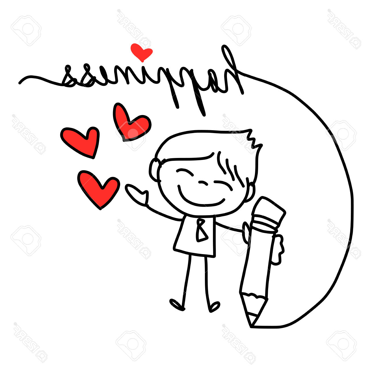 1300x1300 Hand Drawing Cartoon Character Happy Lovers Wedding Royalty Free