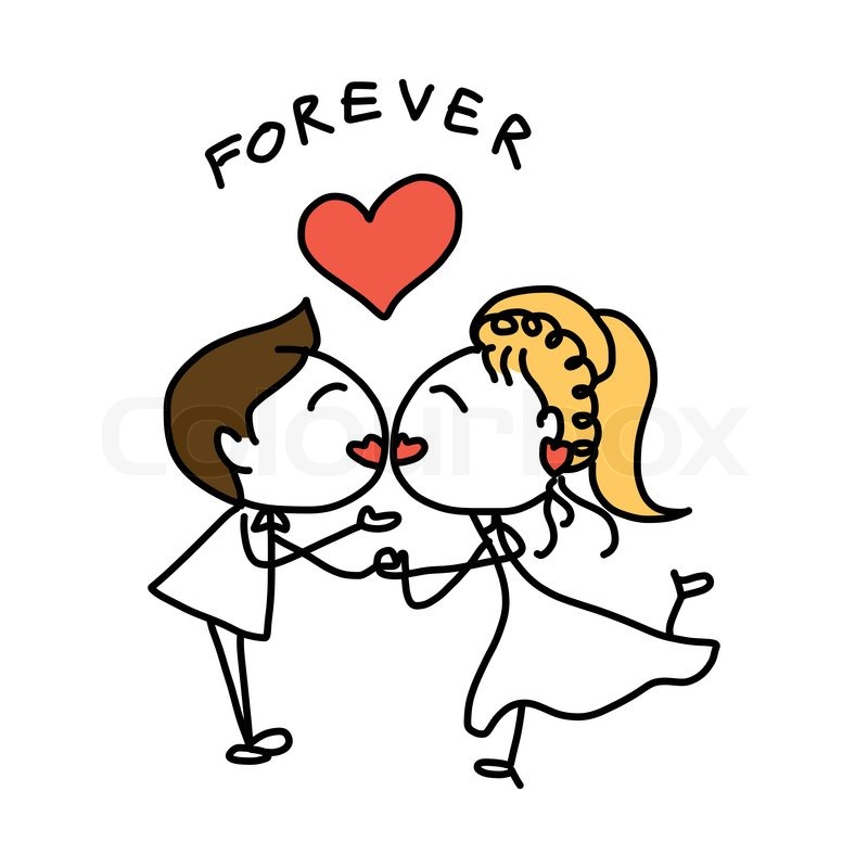 800x800 Hand Drawing Cartoon Abstract Love And Wedding Stock Vector