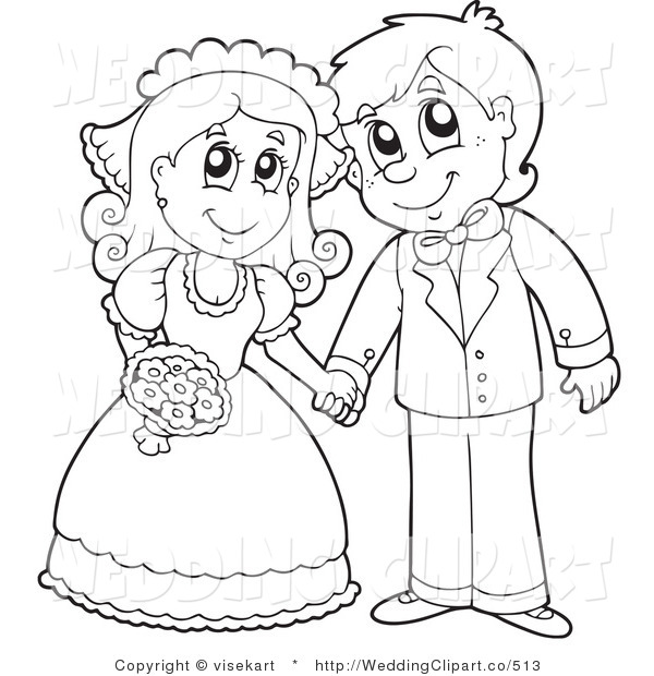 600x620 Vector Cartoon Marriage Clipart Of A Wedding Black And White