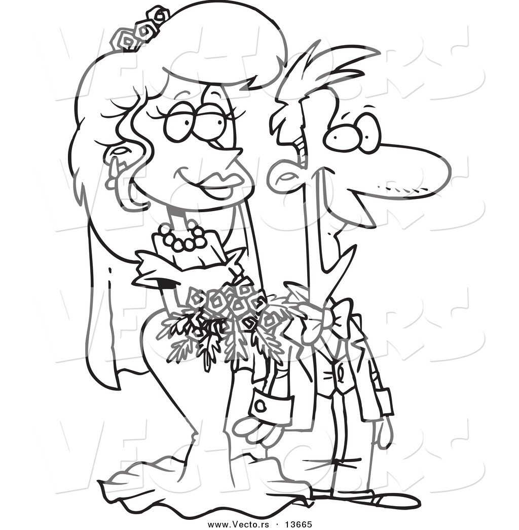 1024x1044 Vector Of A Cartoon Pleased Wedding Couple