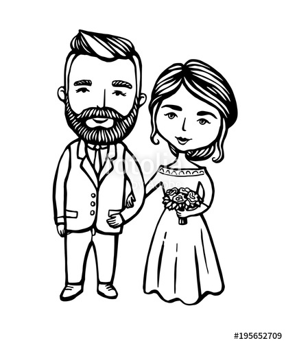 417x500 Wedding Couple Cards. Hipster Groom Mustache, Beard