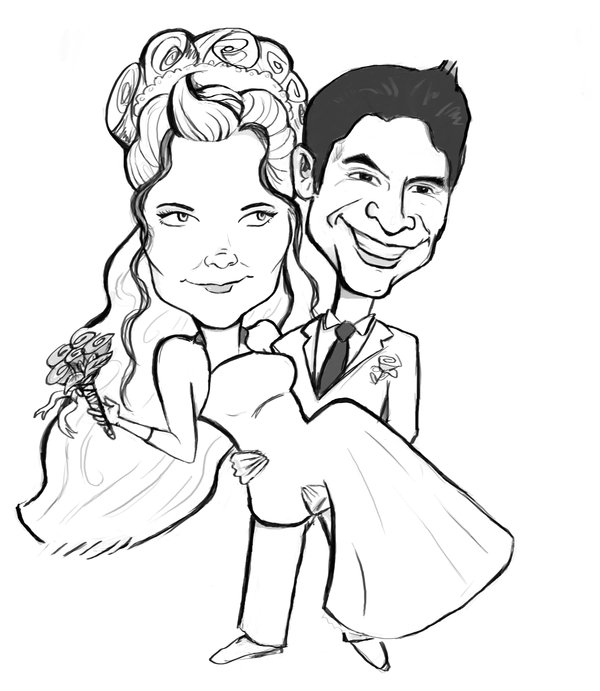 600x691 Wedding Caricature By Cr3nshaw