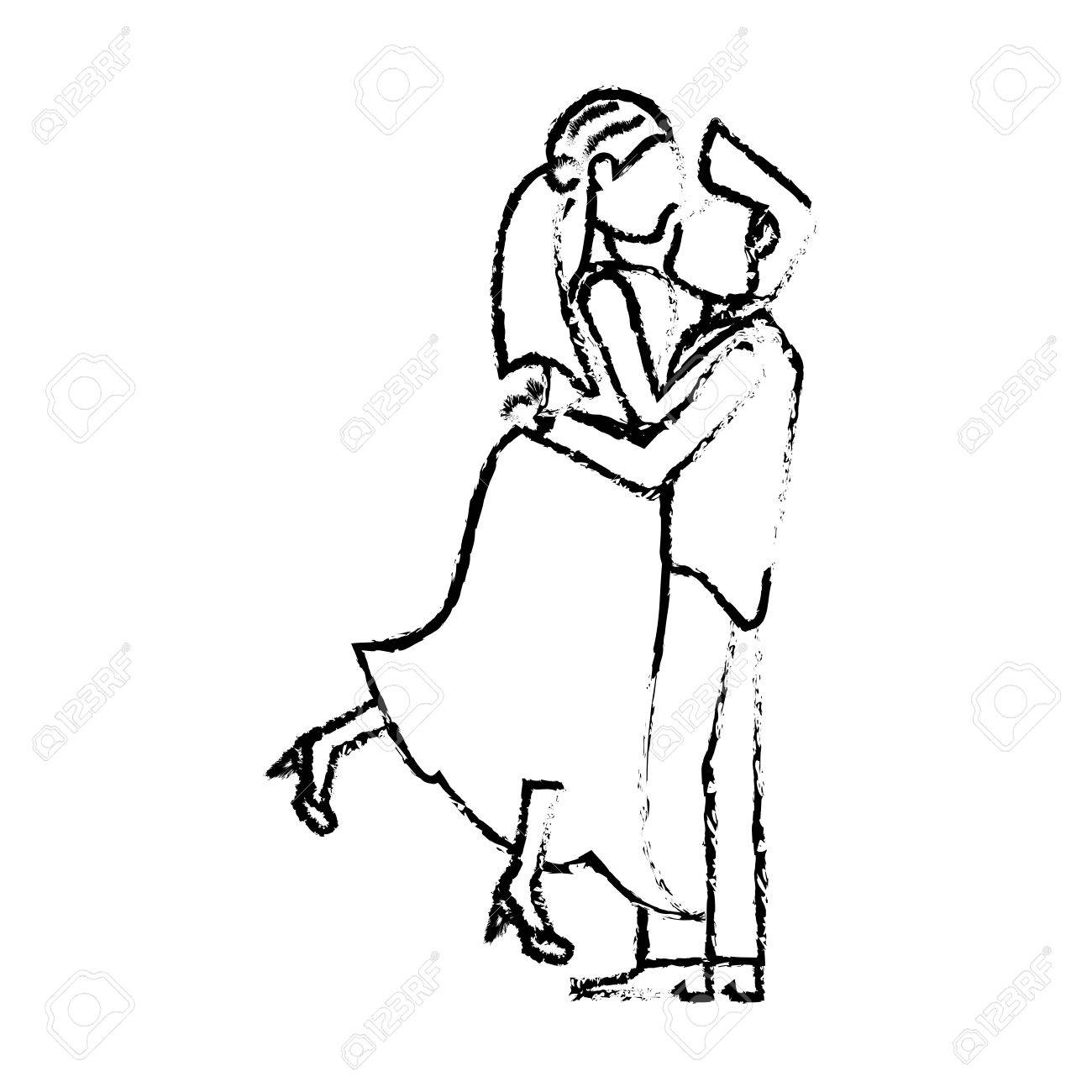 1300x1300 Couple Wedding Love Romance Sketch Vector Iillustration Eps 10