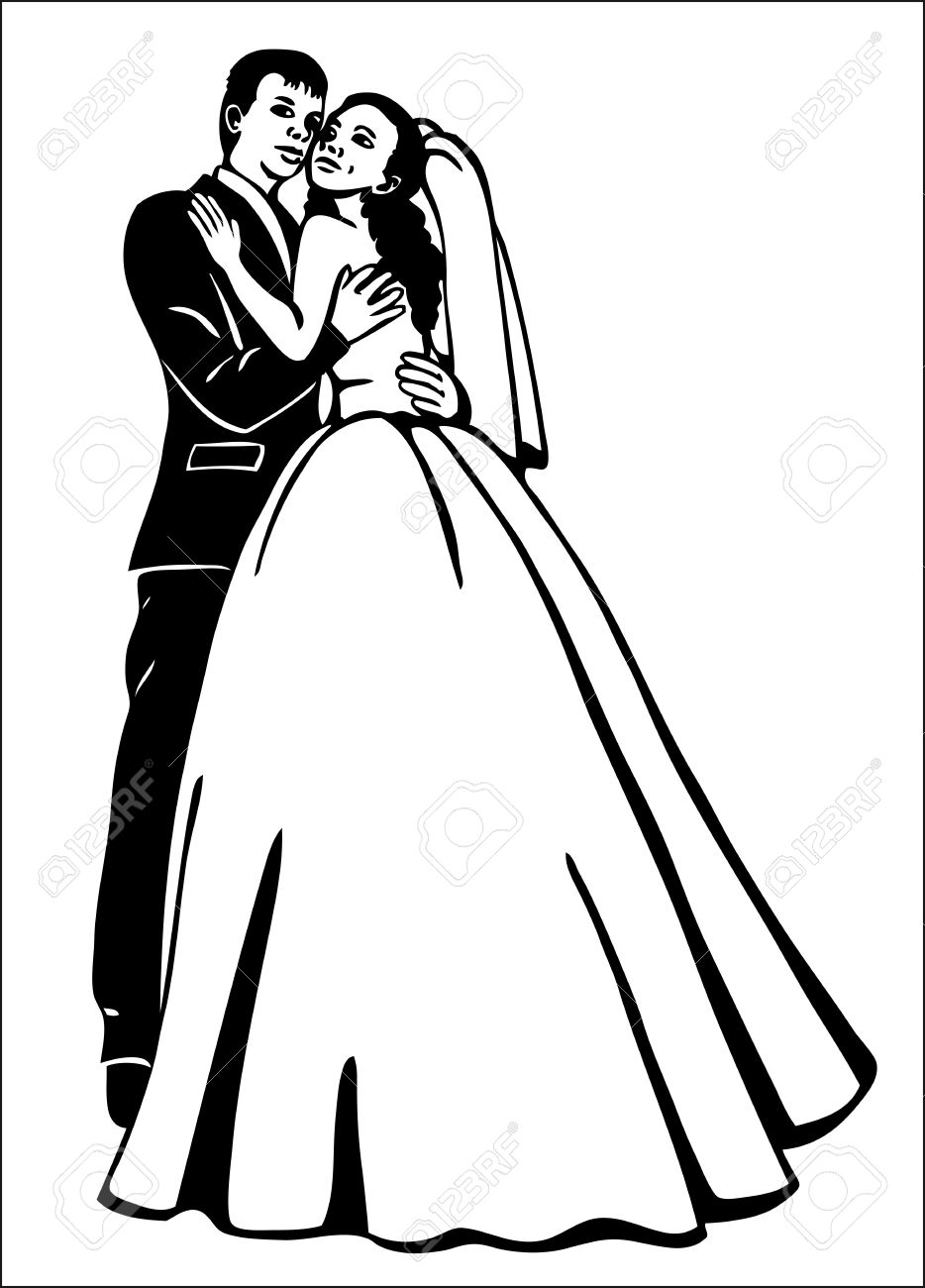 934x1300 Preview Couples In A Wedding Dress Hugs Drawing On Paper Royalty