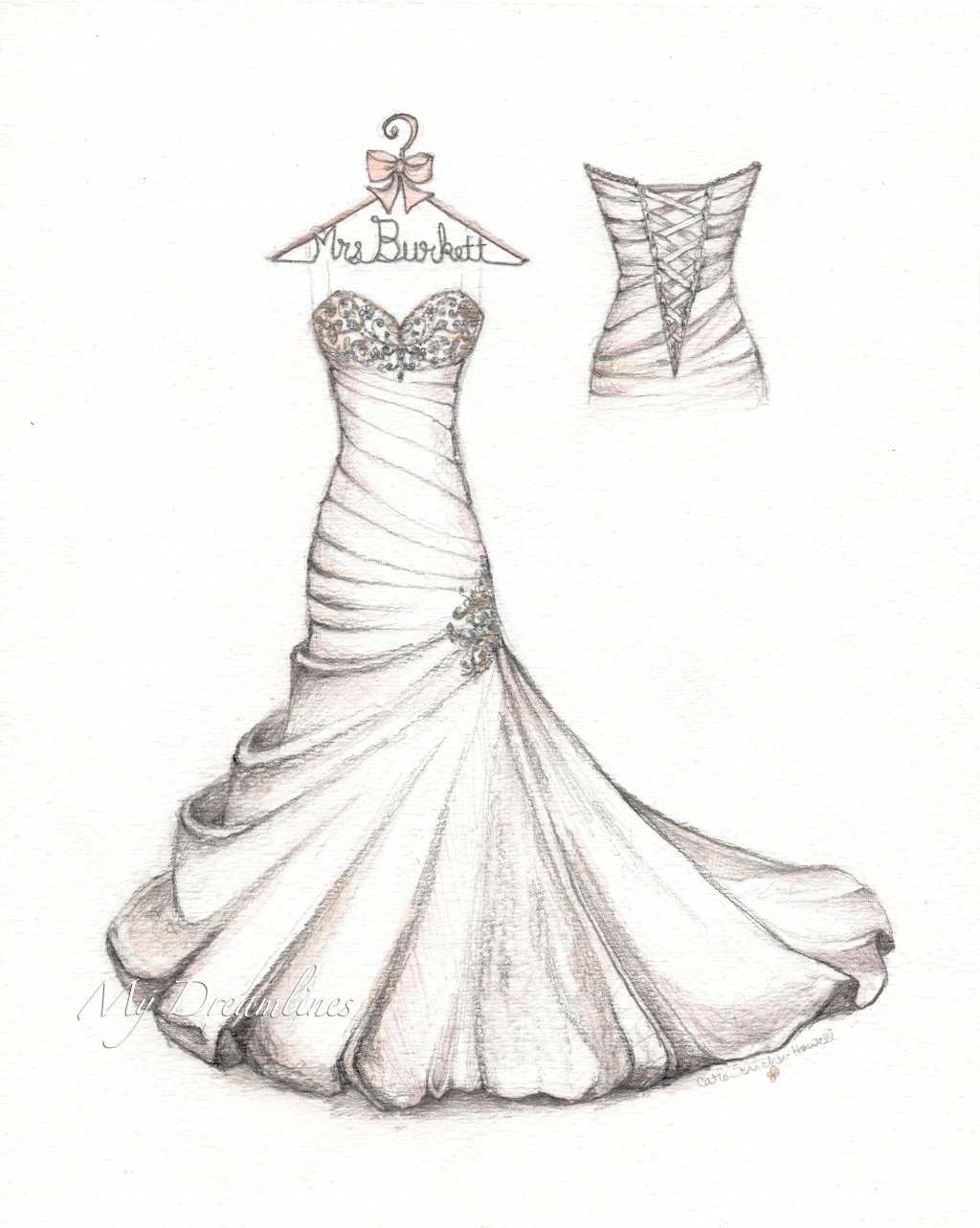 1024x1283 Drawn Wedding Dress Hanger Vector Pencil And In Color Drawn