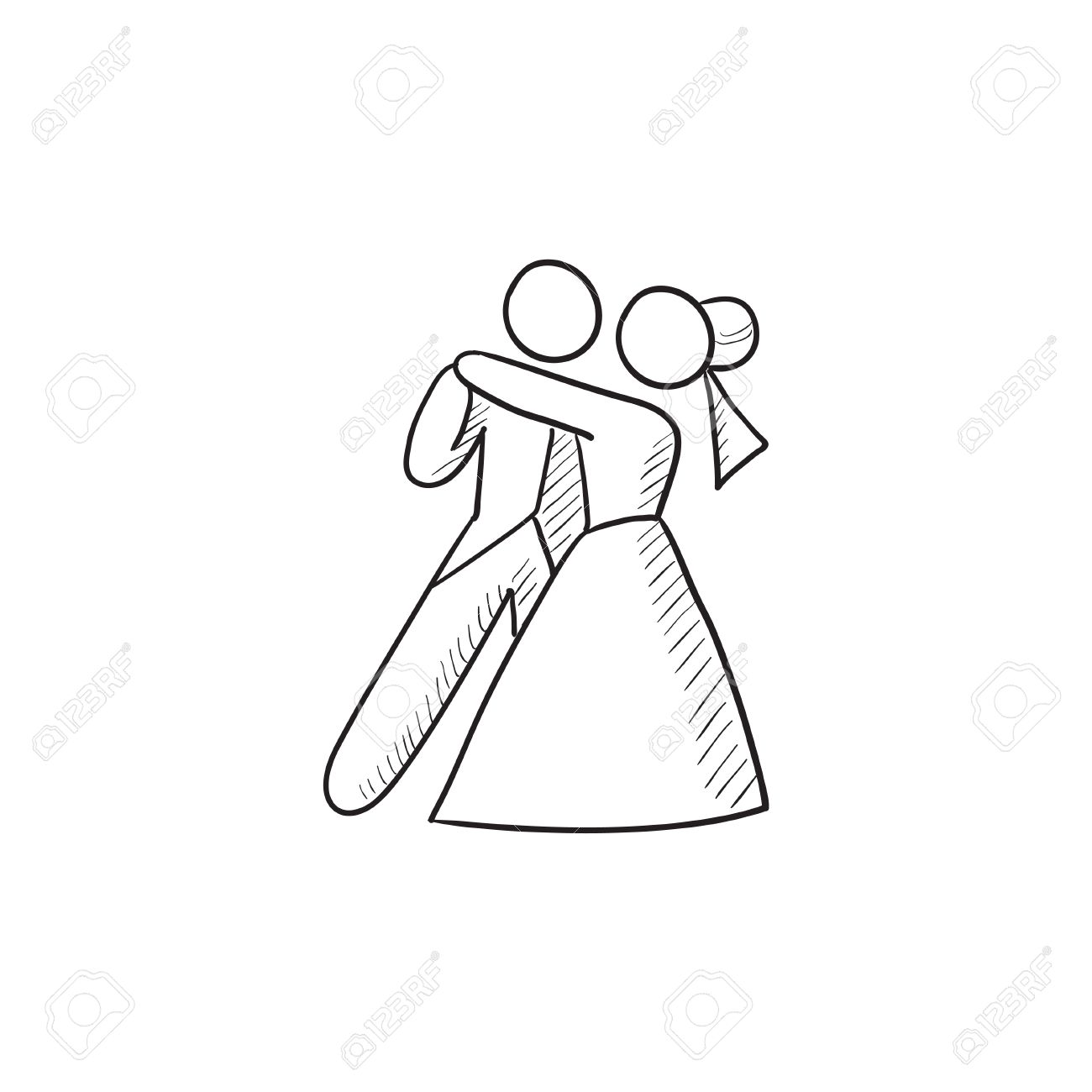 1300x1300 First Wedding Dance Vector Sketch Icon Isolated On Background