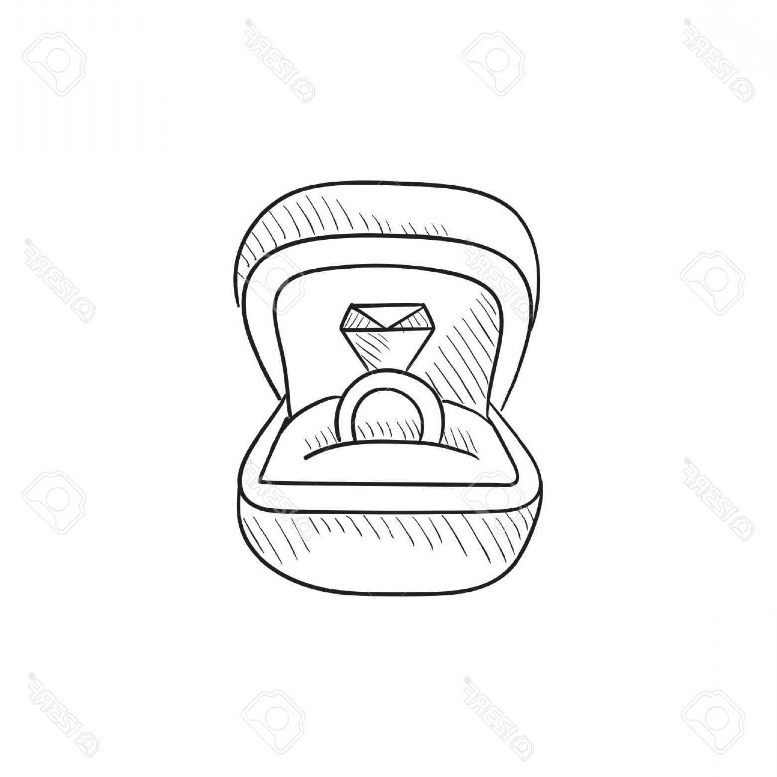 1560x1560 Photostock Vector Wedding Ring In Gift Box Vector Sketch Icon