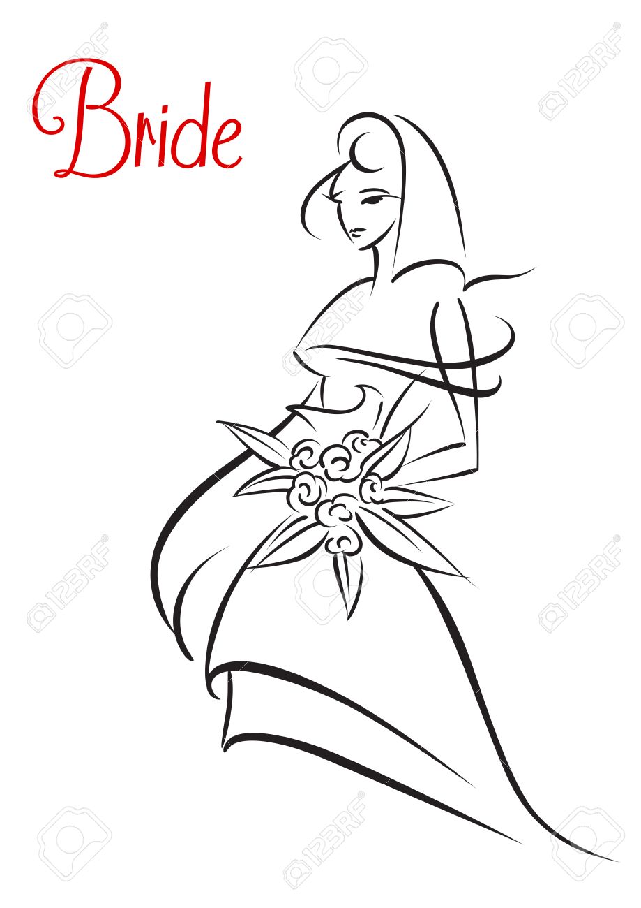 919x1300 Profile Silhouette Of Young Woman In Traditional Wedding Dress