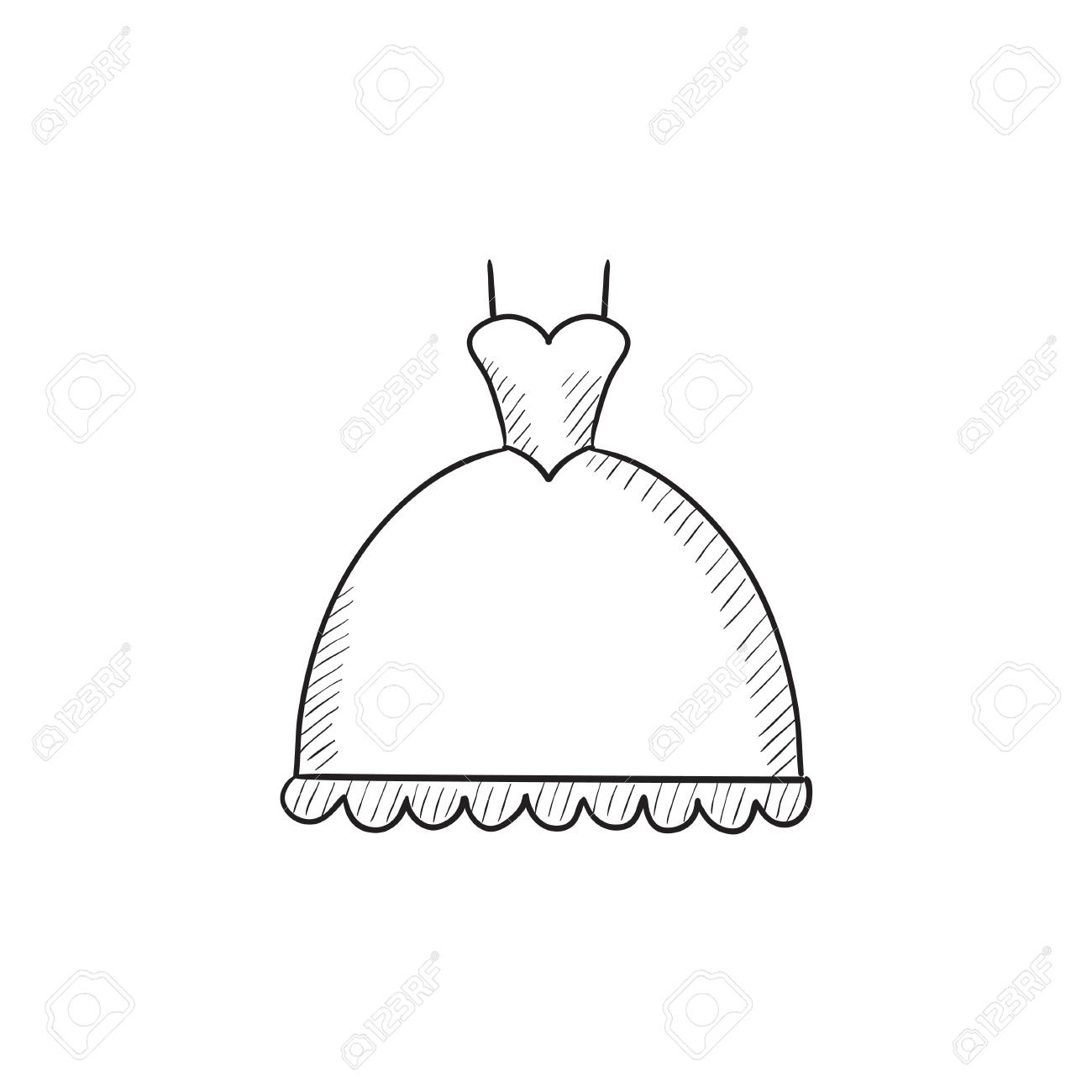 1300x1300 Wedding Dress Vector Sketch Icon Isolated On Background. Hand
