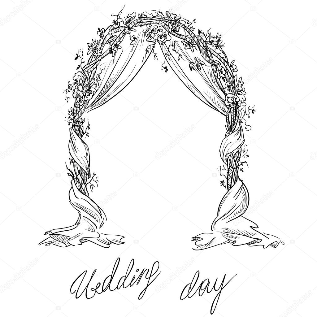 1024x1024 Wedding Arch. Decoration. Vector Sketch. Design Element. Stock