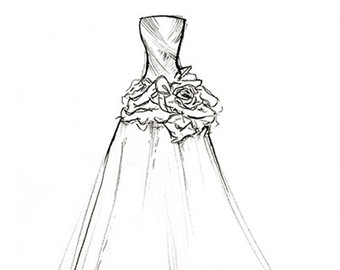 340x270 Bridal Gown Sketch Etsy