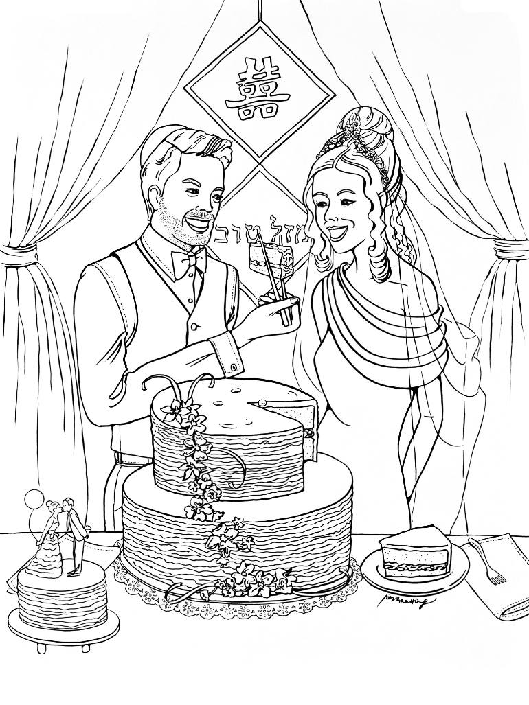 770x1027 Saatchi Art W2421 Jewish Chinese Wedding Drawing By Joshua Wong