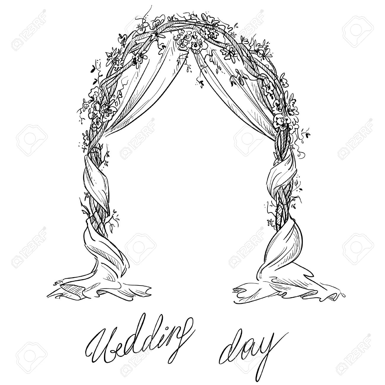 1300x1300 Wedding Arch. Decoration. Vector Sketch. Design Element. Royalty