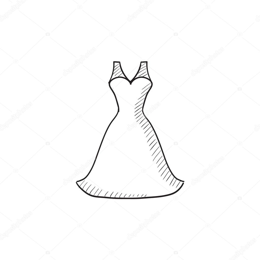 1024x1024 Wedding Dress Sketch Icon. Stock Vector Rastudio