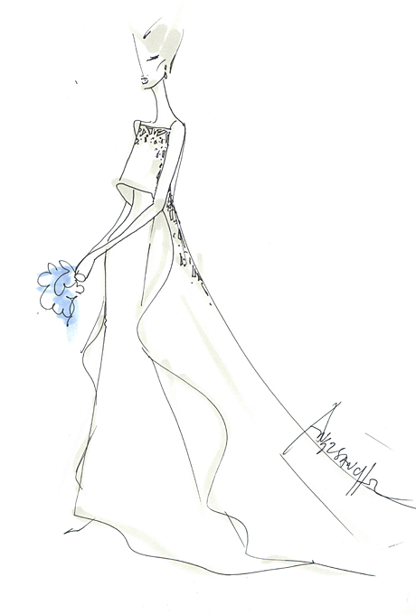 460x680 Savannah Guthrie's Wedding Dress Designer Sketches Kjoler