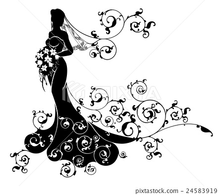 450x393 Wedding Flowers Bride Silhouette Pattern