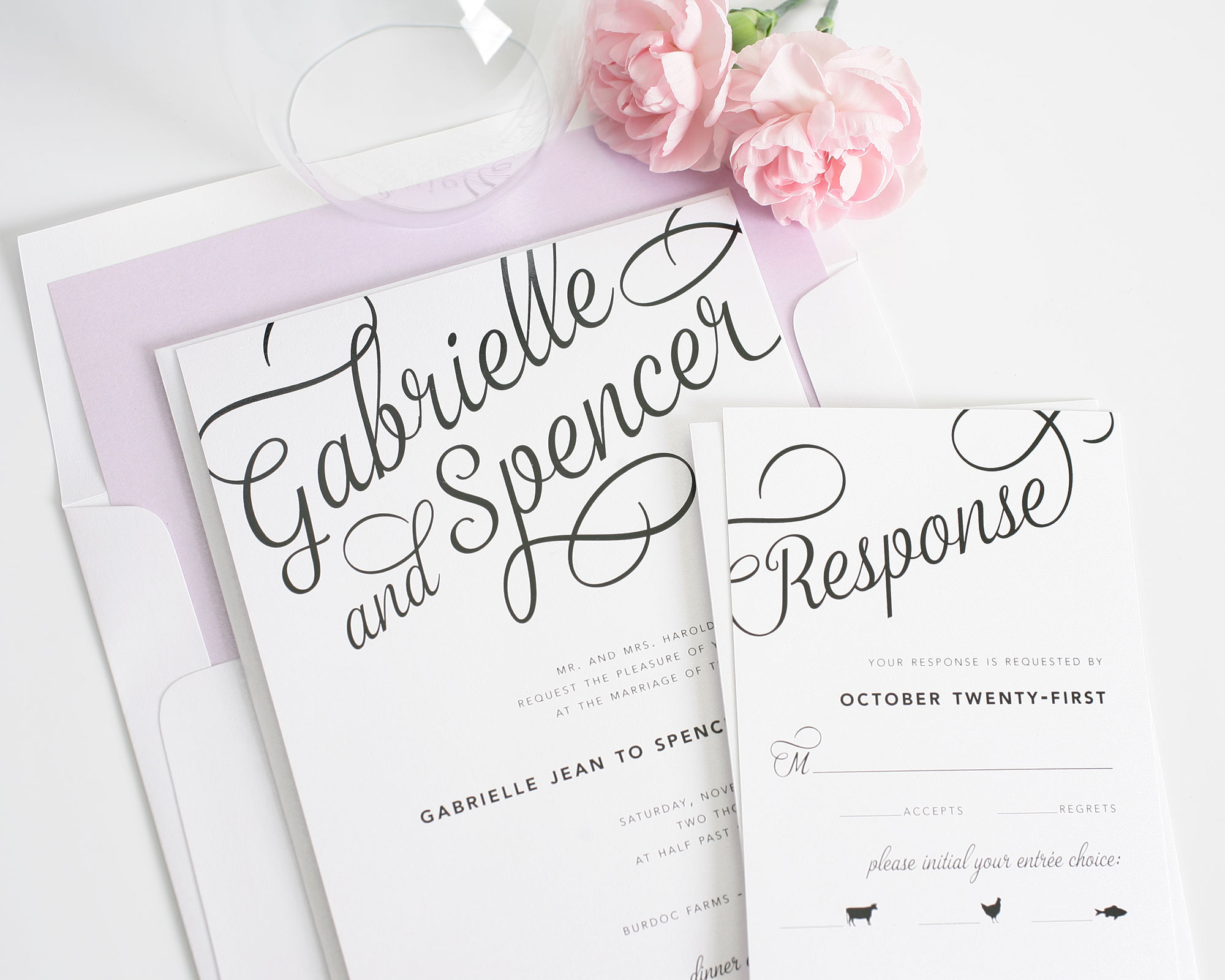 2000x1600 Statement Script Wedding Invitations Romantic, Invitations And Black