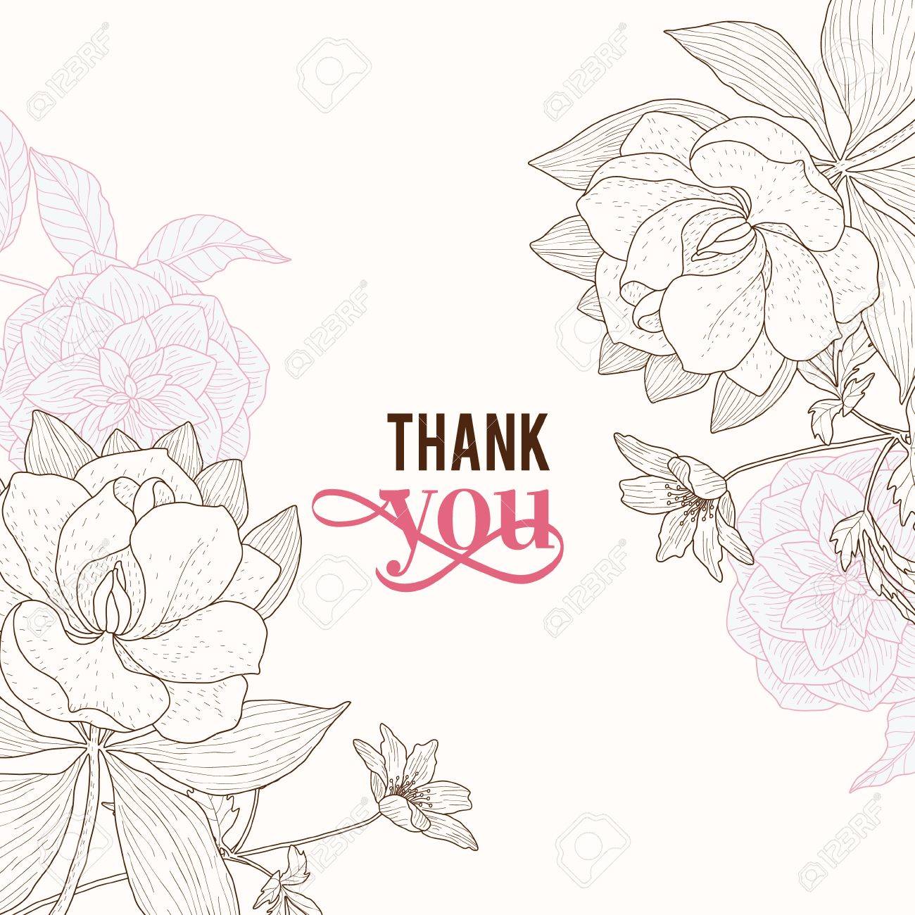 1300x1300 Vector Vintage Pink Brown Frame Floral Drawing Wedding Invitation