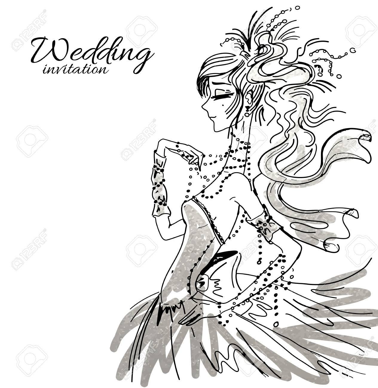 1265x1300 Vector Wedding Invitation Background Template, Hand Drawn