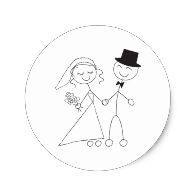 630x630 Stick Figure Bride Amp Groom Wedding Rsvp Invitation Classic Round