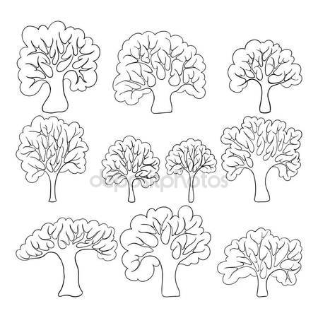 450x450 Beautiful Black And White Set Of Hand Drawn Doodle Trees Isolated