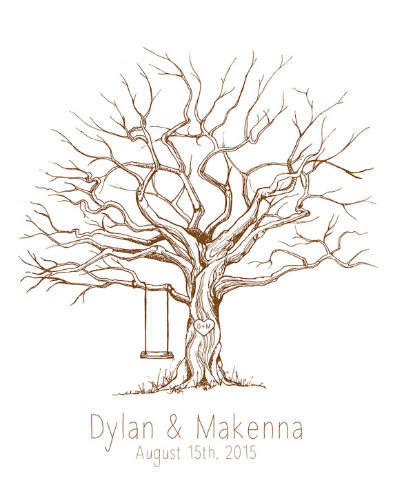 570x713 Custom Guest Book Tree Choose Your Tree Color Print Sizes