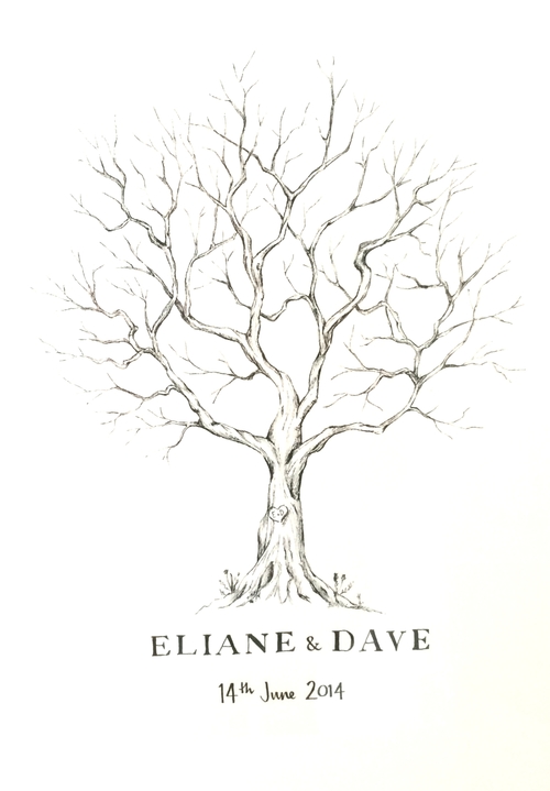 500x719 Wedding Guest Book Alternative, Fingerprint Tree, New Size 20x30