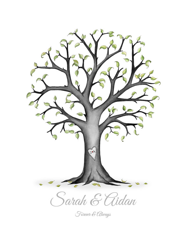 640x800 Bampw Wedding Tree With Leaves Fingerprint Memory Tree