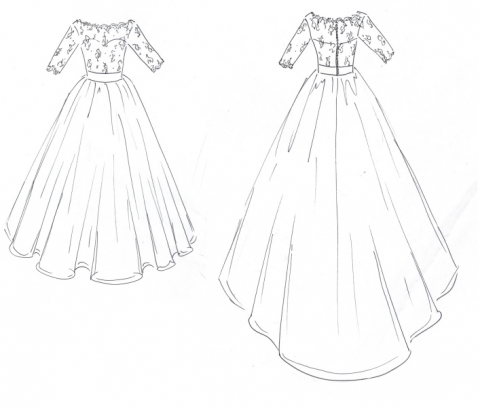 480x407 Traditional Long Sleeve Lace Wedding Dress And Veil For Issie