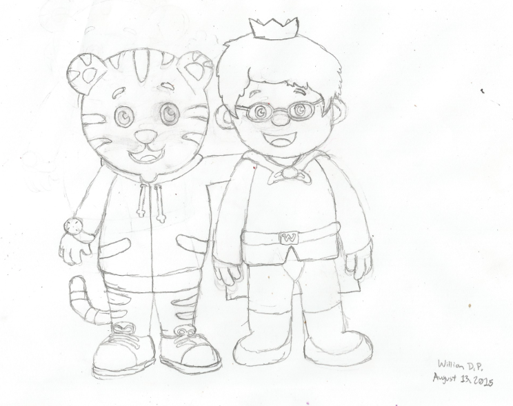 744x589 Daniel Tiger And Prince Wednesday Drawing (Redo) By
