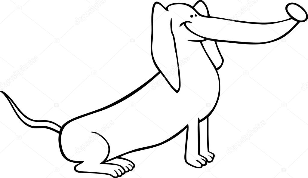 1024x592 Dachshund Dog Cartoon For Coloring Stock Vector Izakowski