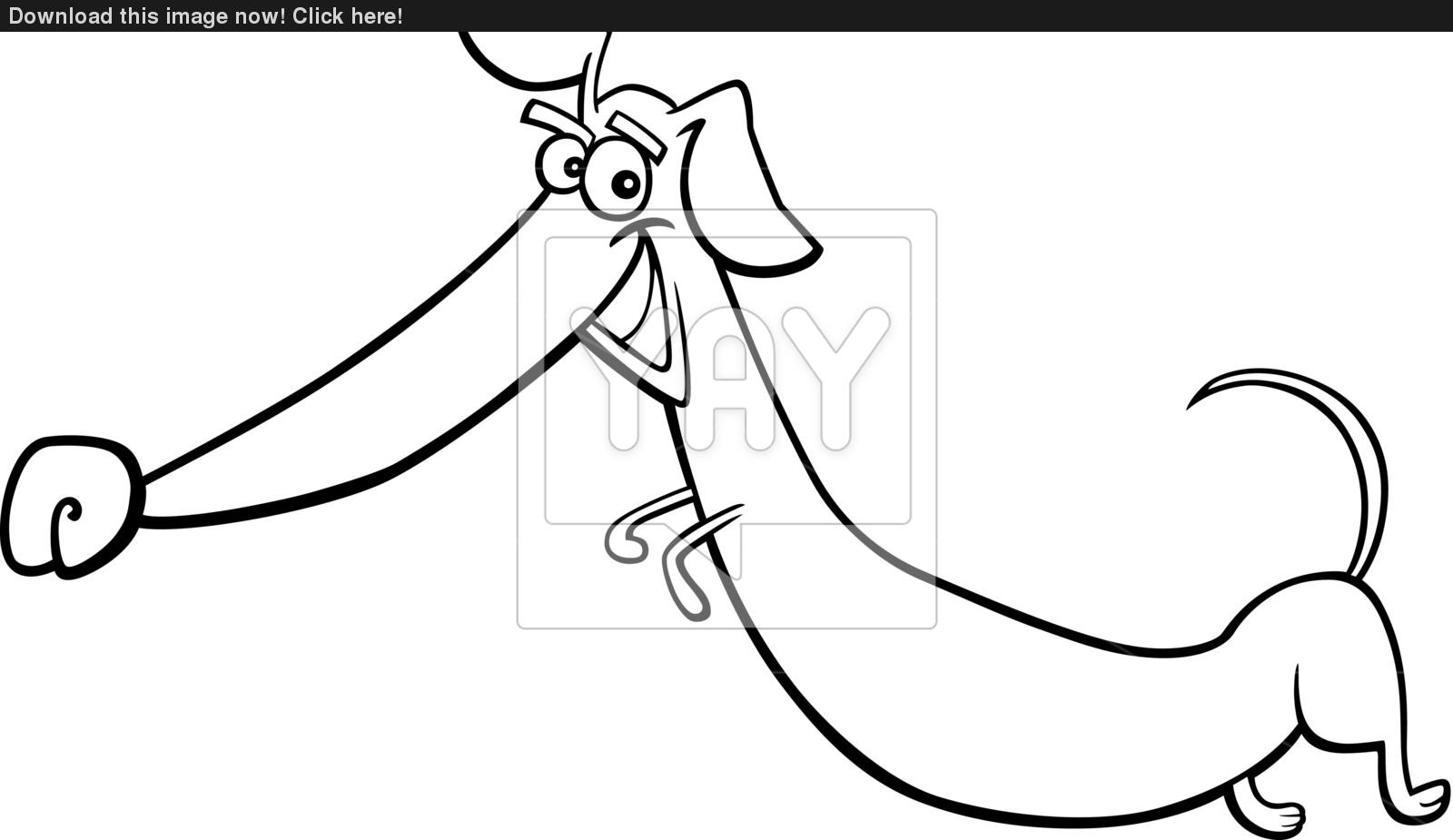 1600x925 Cartoon Happy Dachshund Dog For Coloring Vector