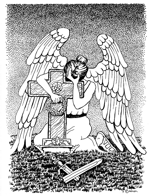 640x826 Artist Adron Weeping Angel Drawing, With Sword