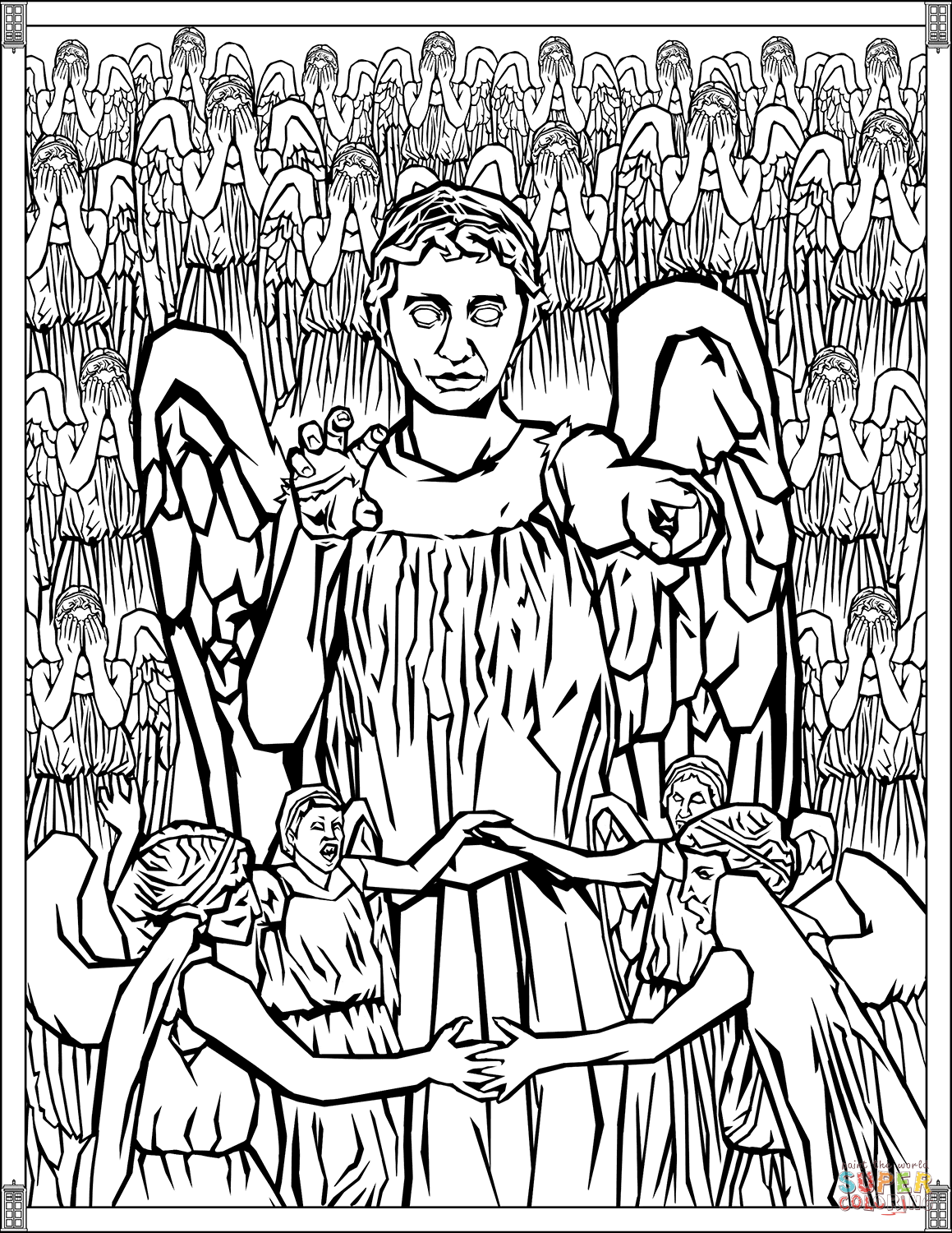 1159x1500 Weeping Angels Coloring Page Free Printable Coloring Pages