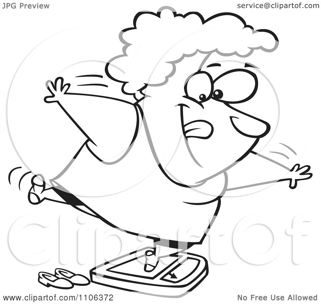 1080x1024 Clipart Outlined Fat Woman Trying To Trick The Scale While
