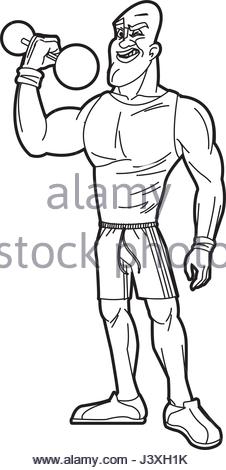 226x470 Sketch Man Lifting Weight Gym Sport Stock Vector Art