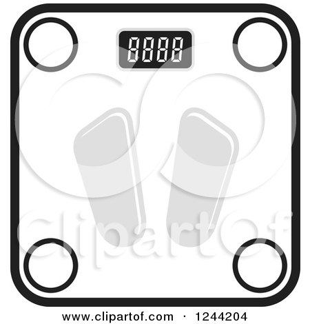 450x470 Clipart Of A Black And White Digital Body Weight Scale