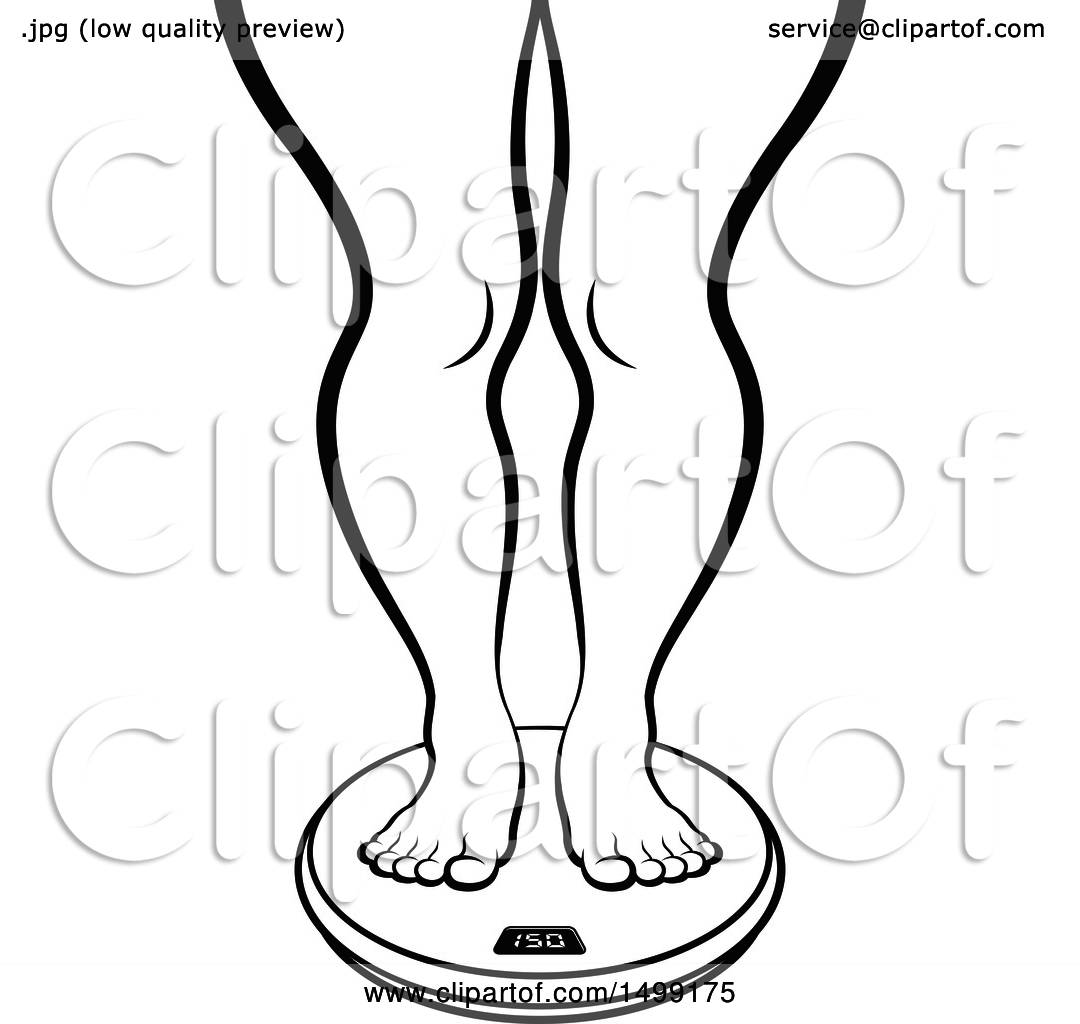 1080x1024 Clipart Of A Black And White Weight Scale With Chubby Female Legs
