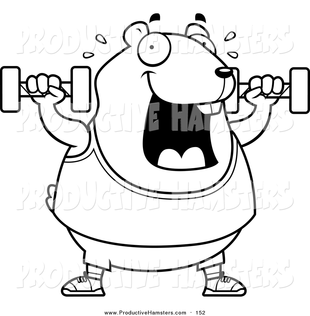 1024x1044 Illustration Of A Cartoon Lineart Chubby Hamster Working Out