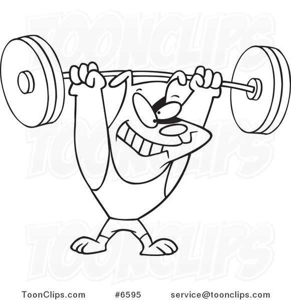 581x600 Cartoon Black And White Line Drawing Of A Dog Lifting Weights