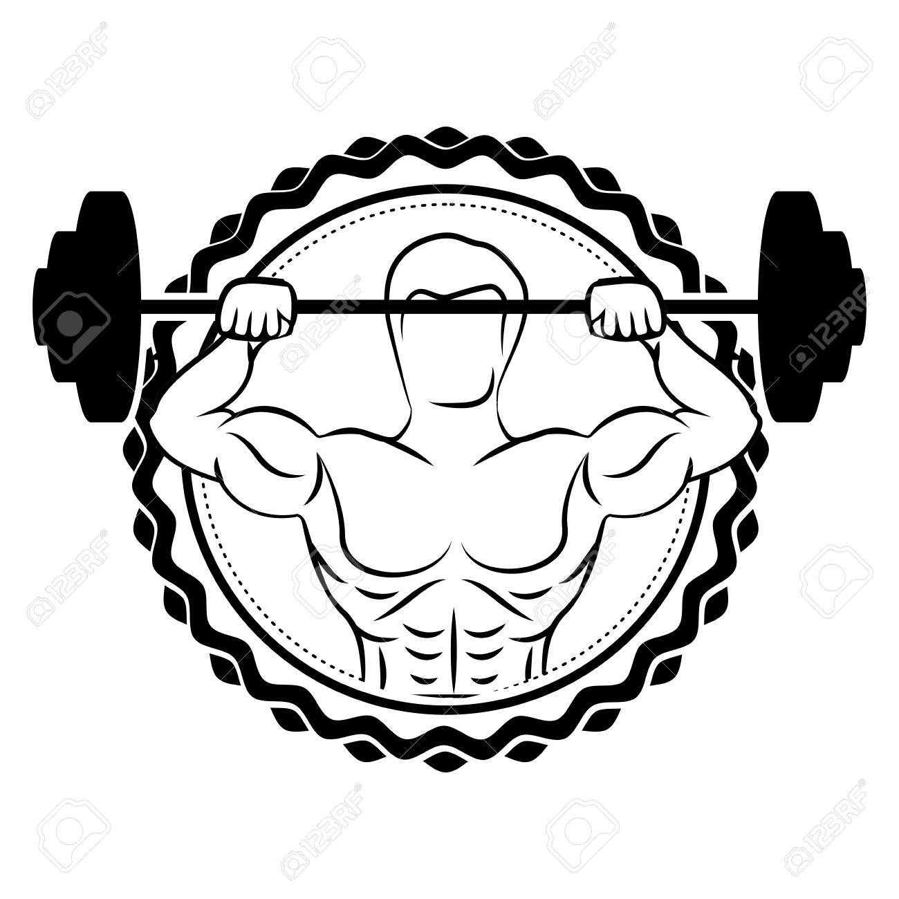 1300x1300 Sticker Border With Silhouette Muscle Man Lifting A Disc Weights
