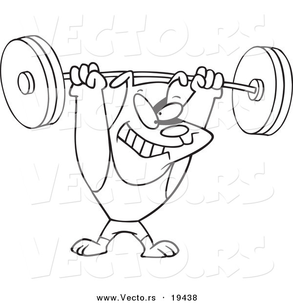 600x620 Vector Of A Cartoon Dog Lifting Weights