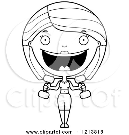 450x470 Cartoon Of A Black And White Happy Fitness Personal Trainer Woman
