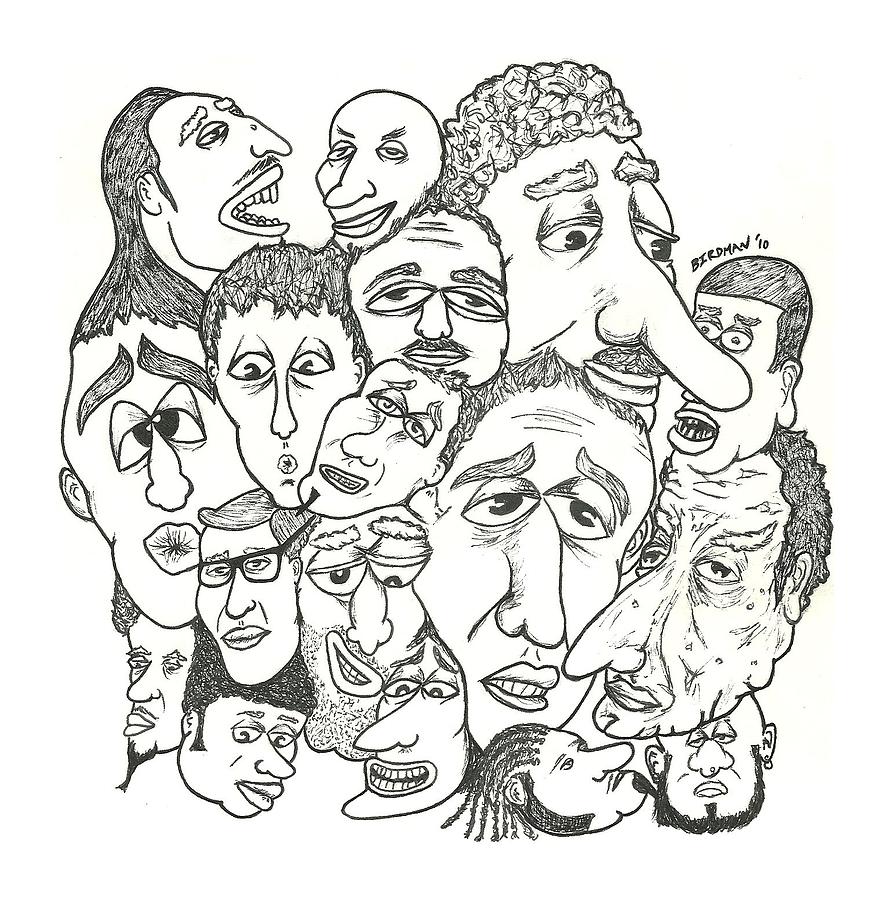 892x900 Strange Faces No.1 Drawing By Steve Weber